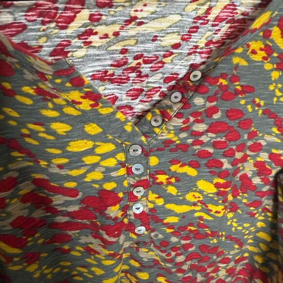 KOMIL Women's Size Large Masa Print Split Neck Cotton Long Sleeve Top Fall Red - Picture 11 of 16